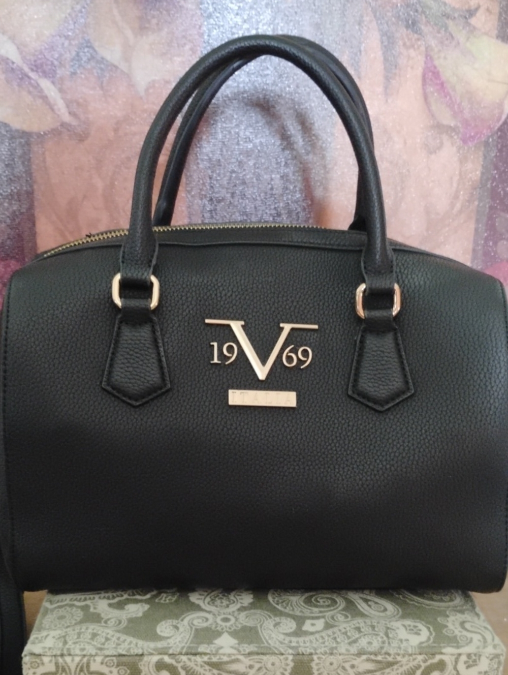 Versace 1969 19V69 Italia Convertible Satchel Crossbody Bag Vegan Leather